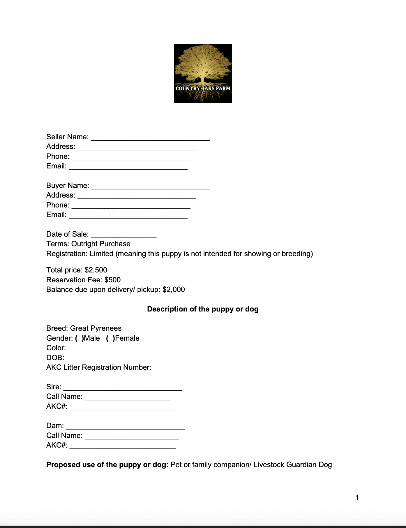 Pyr Sample Contract Page 1
